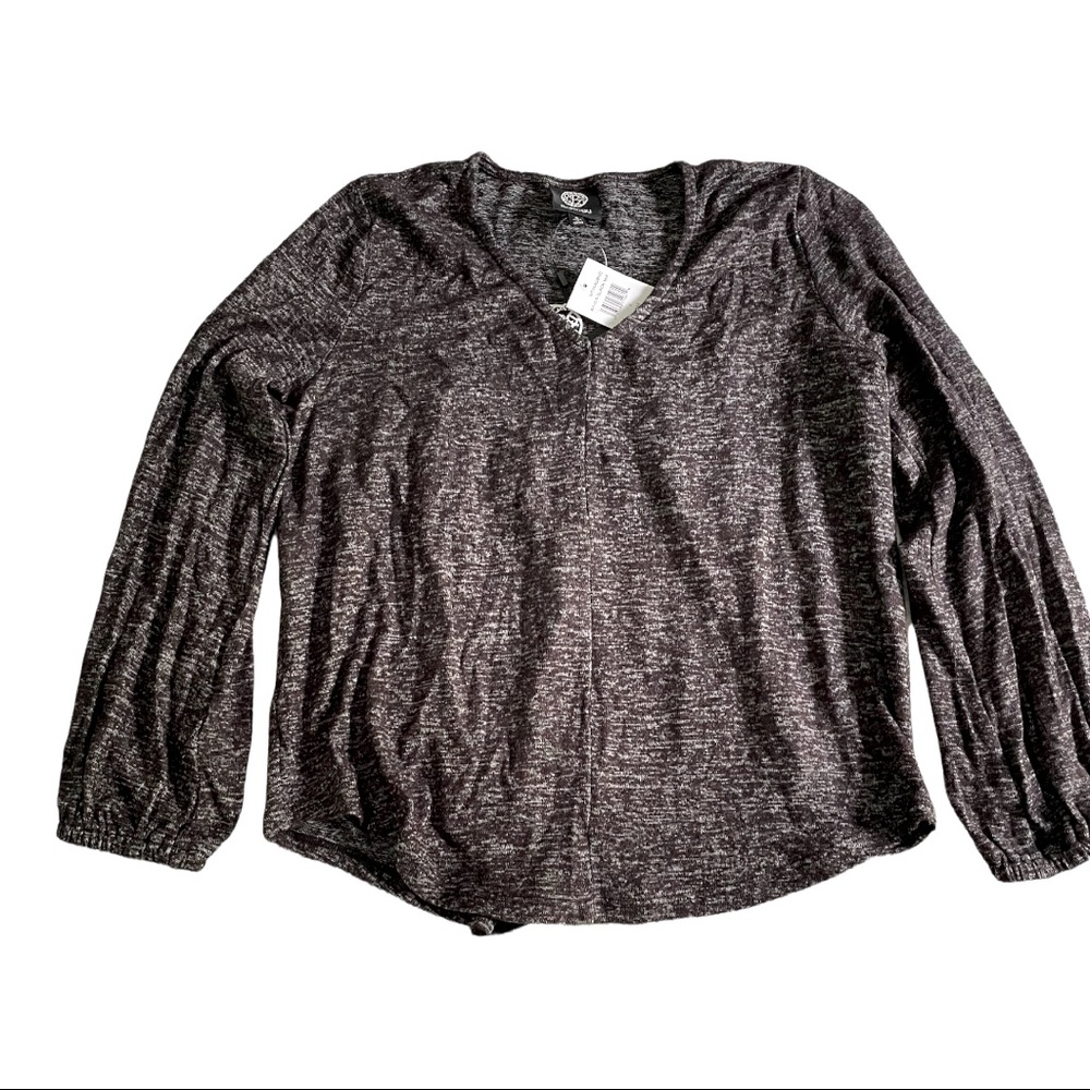 Bobeau Marled Long Sleeve V Neck Top. Size S. Black. Brand New. Soft & pretty.